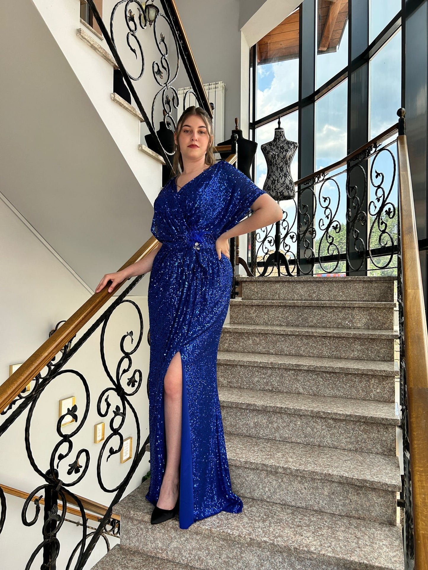 Rochie albastru paiete