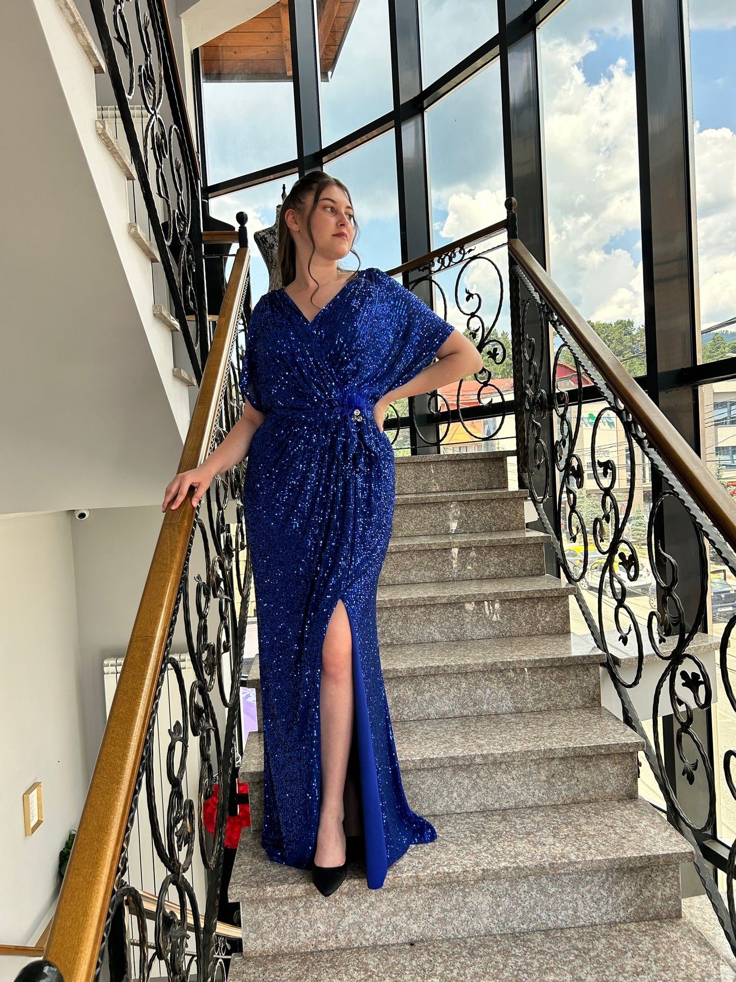 Rochie albastru paiete