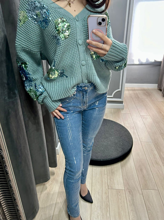 Pulover tricot paiete