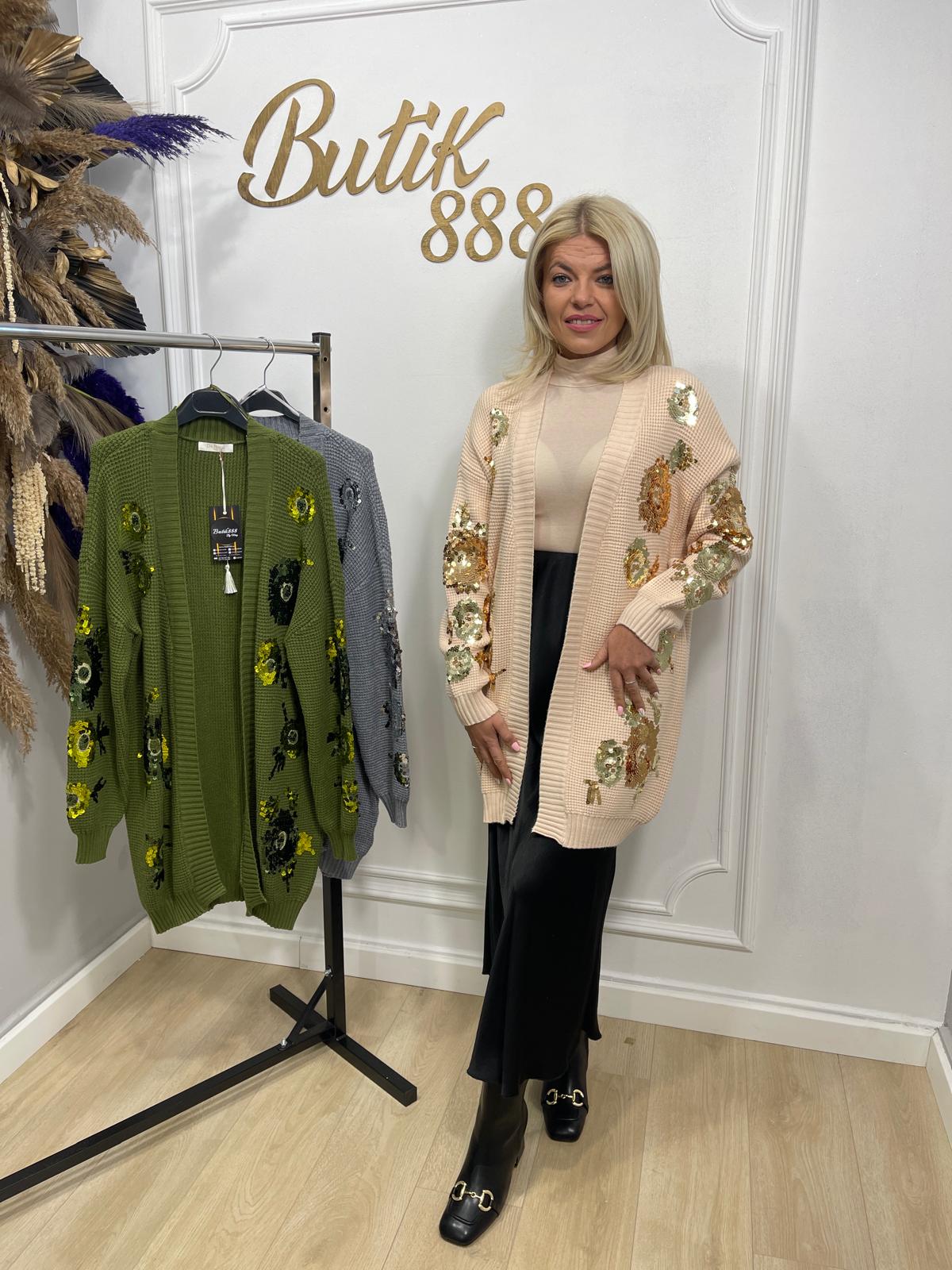 Cardigan tricot paiete