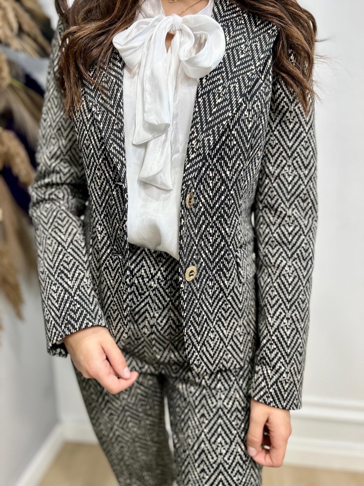 Pantalon elegant imprimeu romb