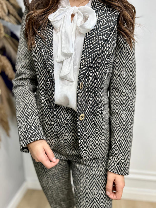 Pantalon elegant imprimeu romb