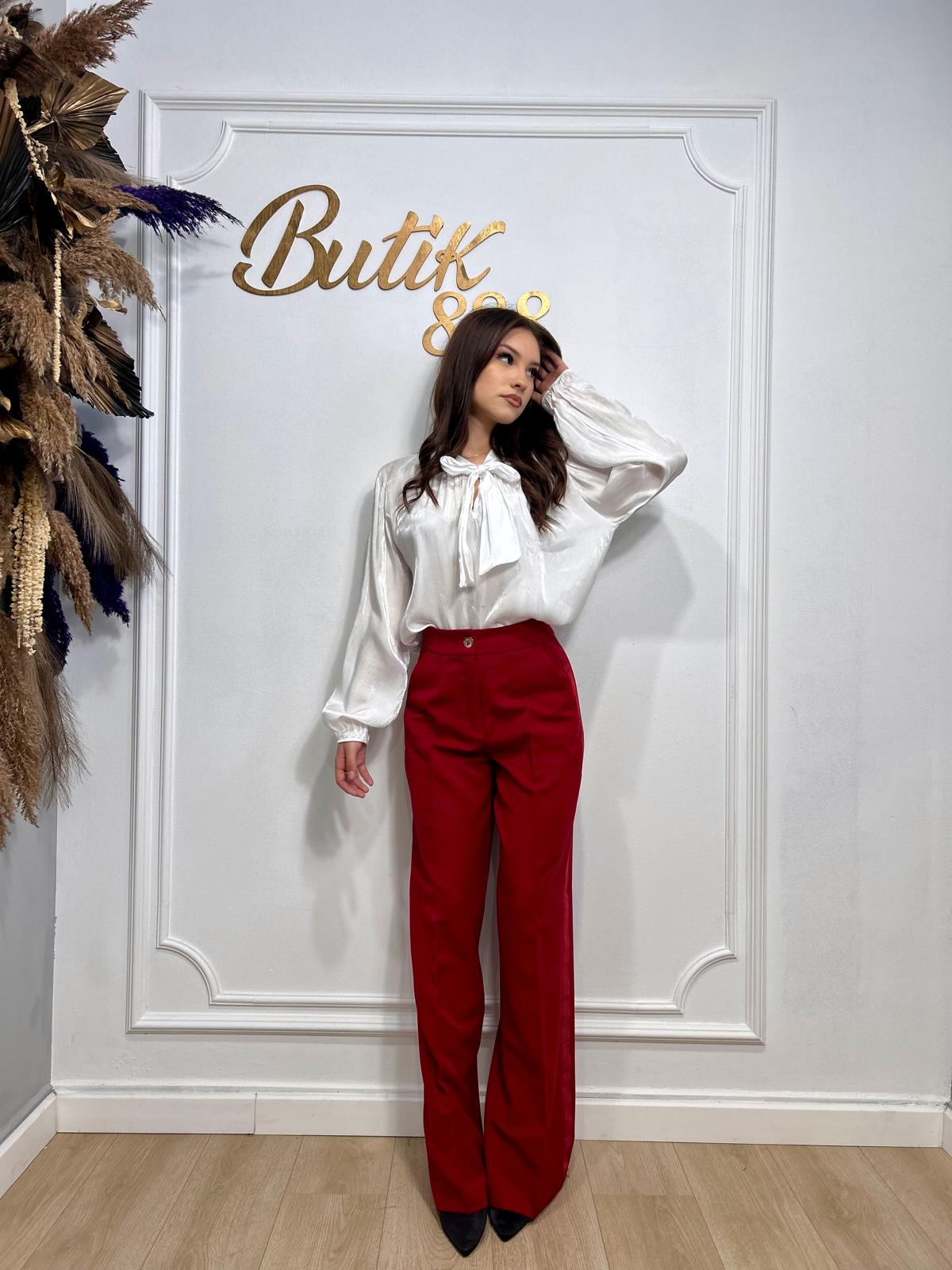 Pantalon elegant bordo wide