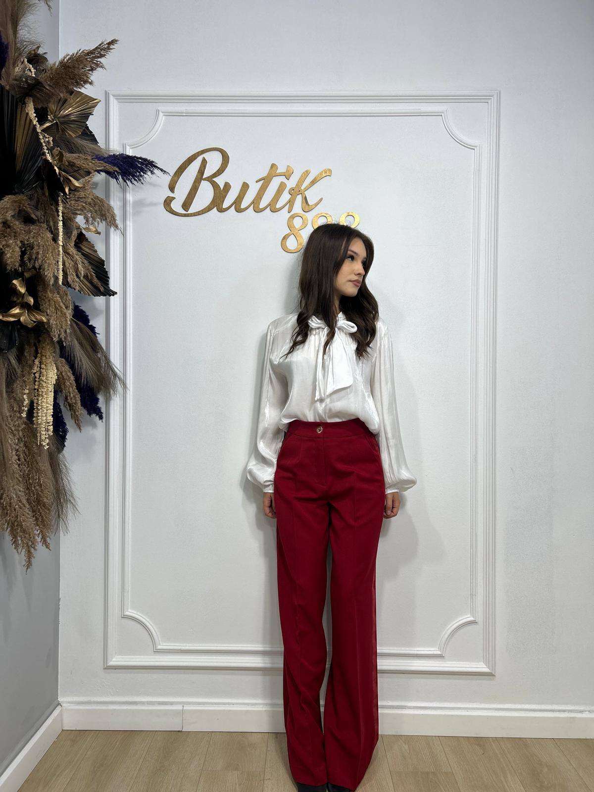 Pantalon elegant bordo wide